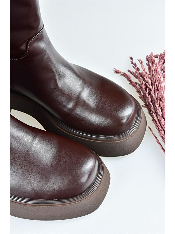 L6100671 Kahverengi Kadın Bot - Görsel 5