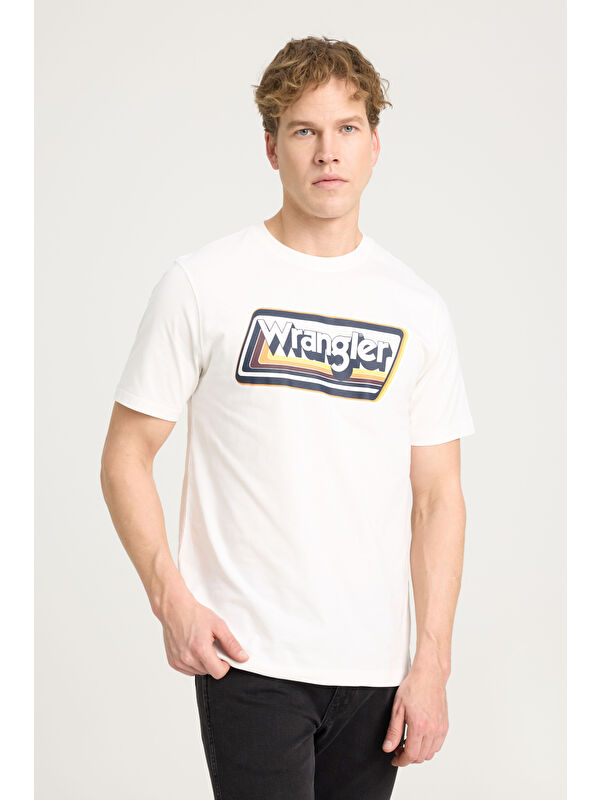 Wrangler Regular Fit Bisiklet Yaka %100 Pamuk Ekru Tişört