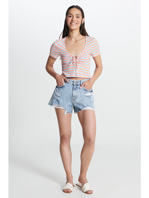 Wrangler Regular Fit Normal Bel Açık Mavi Jean Şort
