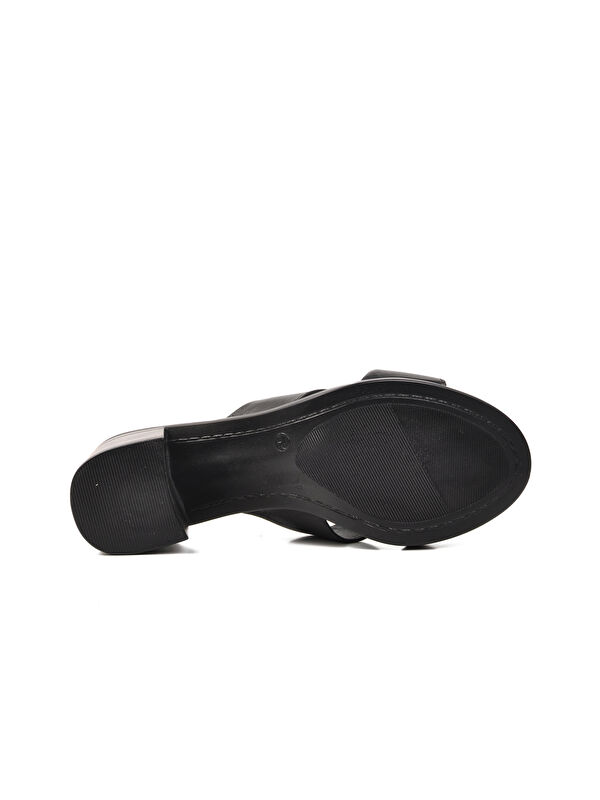 DAR KALIP Siyah Hakiki Deri Kadın Topuklu Terlik 9749 Z - Görsel 6