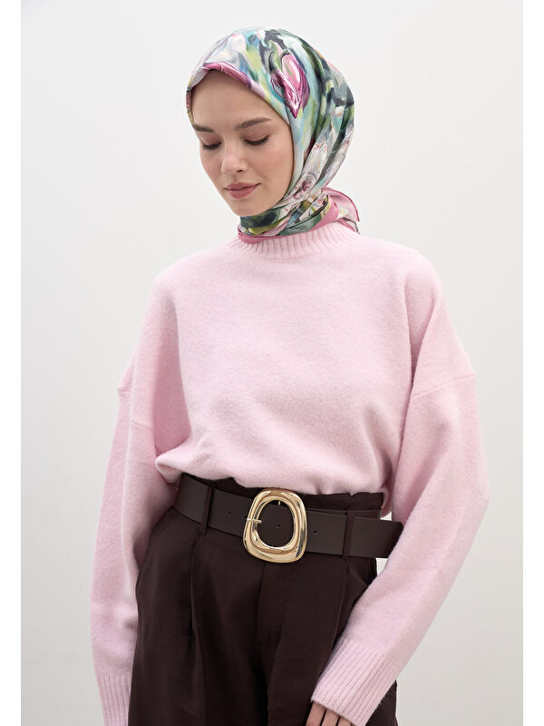 Fresh Scarfs Nerıssa Desen Pamuklu Viskon Eşarp Pembe