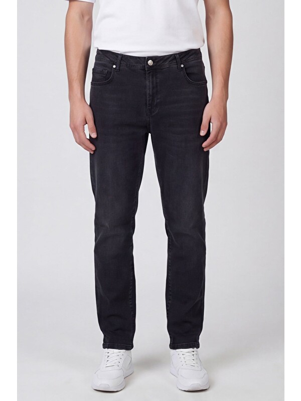 Sabri Özel Giotelli Erkek Antrasit Dar Kesim Slim Fit Pamuklu Beş Cep Denim Pantolon