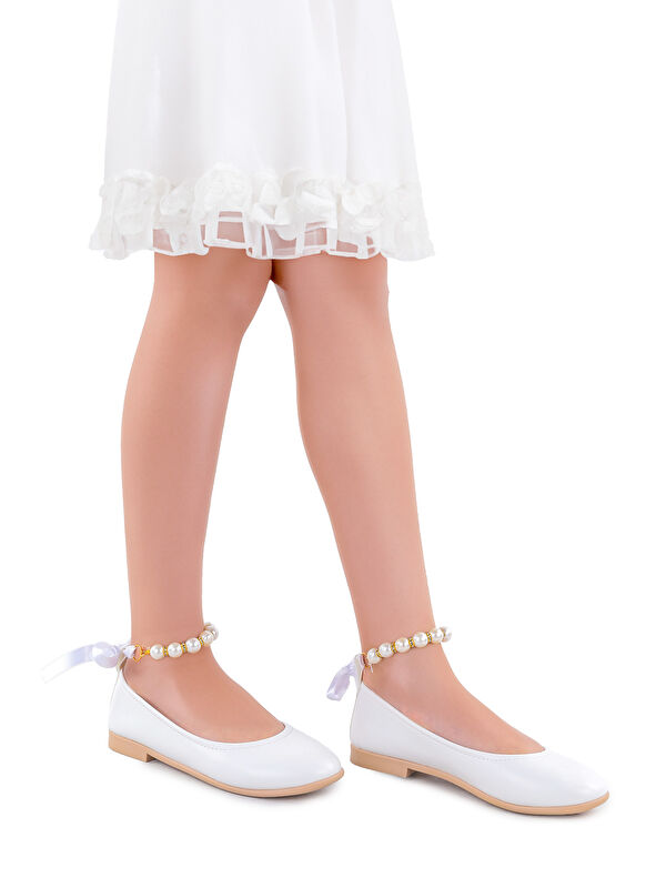 Blanch Cilt İncili Lastikli Kız Bebek Babet Ayakkabı - Görsel 3