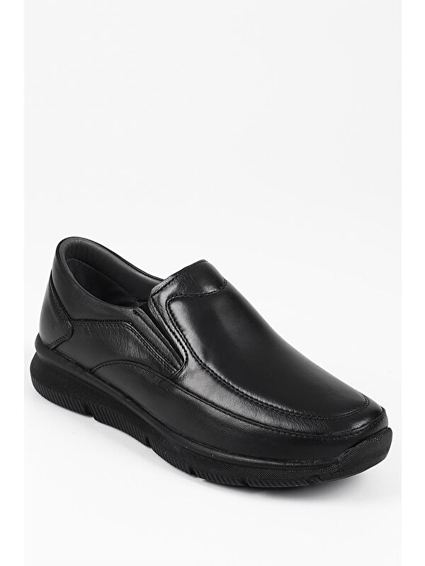 SİYAH Hakiki Deri Yuvarlak Burun Günlük Erkek Ayakkabı 42132 - Görsel 4