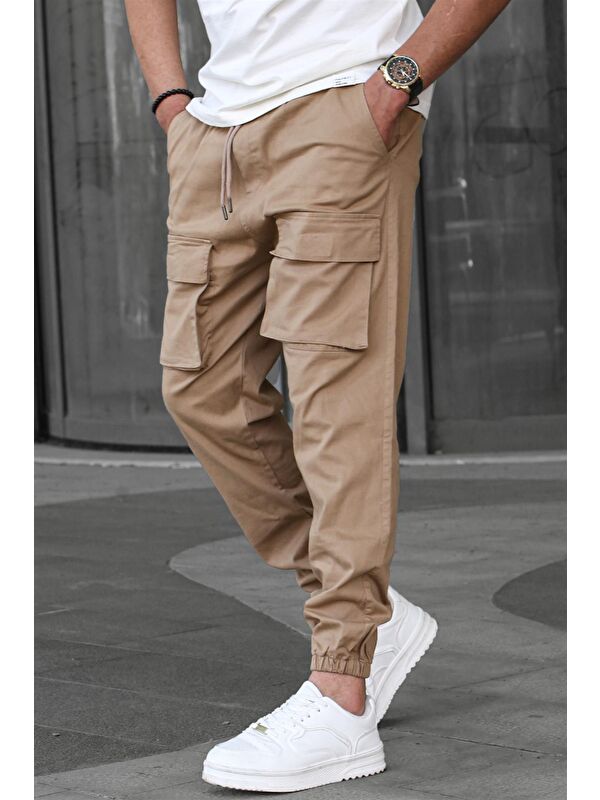 Madmext Camel Kargo Cep Erkek Jogger Pantolon 6812