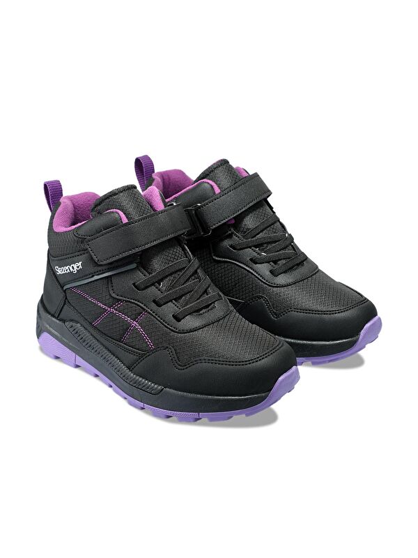 KETI I Unisex Çocuk Cırt Cırtlı Siyah / Mor Bot - Görsel 3