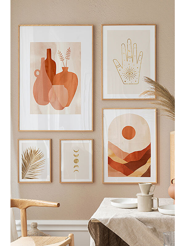 Artavessa 5 Parça Ahşap Çerçeve Görünümlü Mdf Tablo Seti - ARTAVESSAYSLMSTKO22
