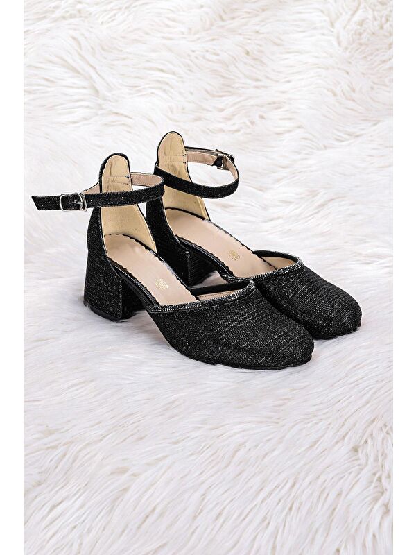 Ressa Çupra Taşlı Kız Çocuk 5 Cm Topuklu Sandalet Abiye Ayakkabı - Görsel 4