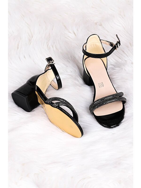 Sarer Rugan Taşlı Kız Çocuk 3 Cm Topuklu Sandalet Abiye Ayakkabı - Görsel 3