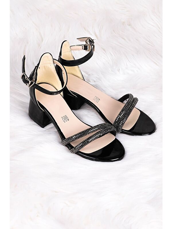 Sarer Rugan Taşlı Kız Çocuk 3 Cm Topuklu Sandalet Abiye Ayakkabı - Görsel 4