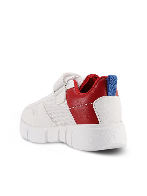 KAVITHA KTN Unisex Çocuk Cırt Cırtlı Beyaz / Kırmızı Sneaker - Görsel 4