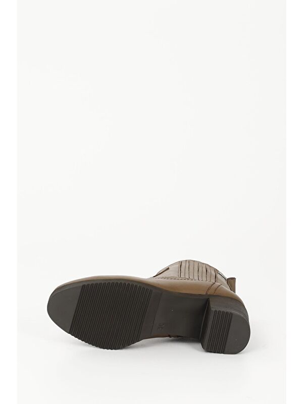 VİZON Hakiki Deri Yuvarlak Burun Topuklu Kauçuk Taban Fermuarlı Kadın Günlük Bot 10404 - Görsel 8