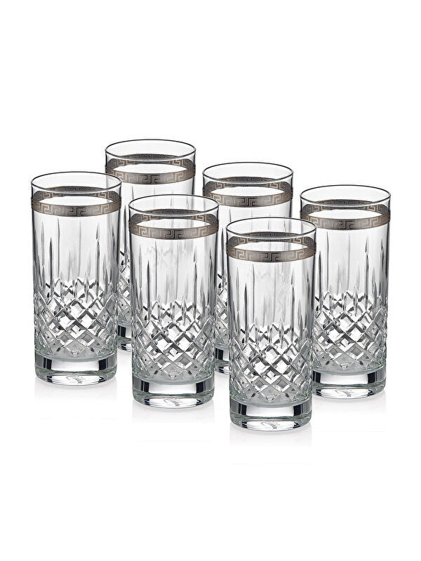 GÜRAL PORSELEN Barok 6 Parça Limonata Bardağı Platin
