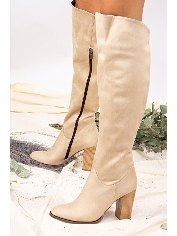 A654018002 Bej Kadın Çizme - Görsel 3