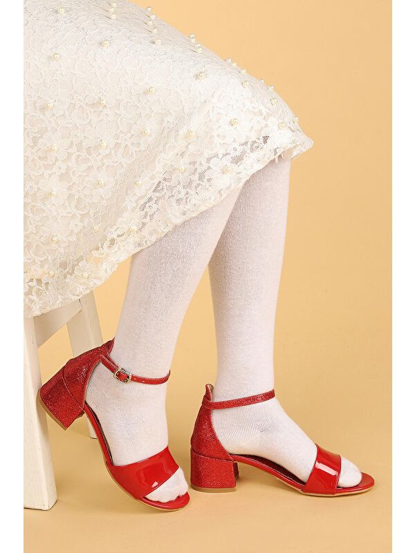 Sheila Ayna Kum Günlük Kız Çocuk 3 Cm Topuklu Sandalet Abiye Ayakkabı - Görsel 3