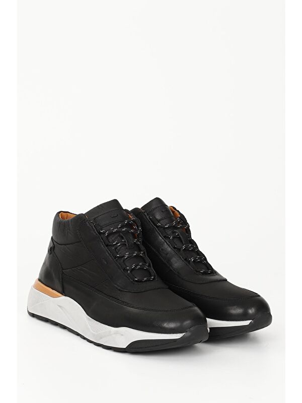 SİYAH Hakiki Deri Bağcıklı Spor Erkek Bot 01525 - Görsel 3