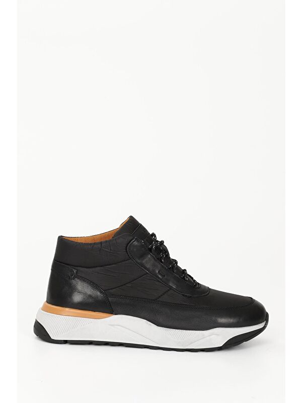 SİYAH Hakiki Deri Bağcıklı Spor Erkek Bot 01525 - Görsel 5