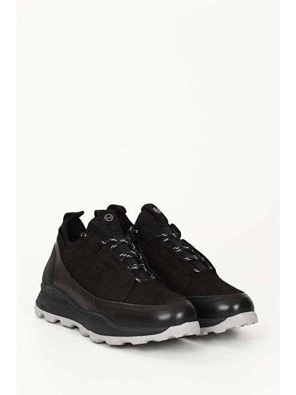 SİYAH Hakiki Deri Erkek Bağcıklı Günlük Sneaker 02211 - Görsel 3