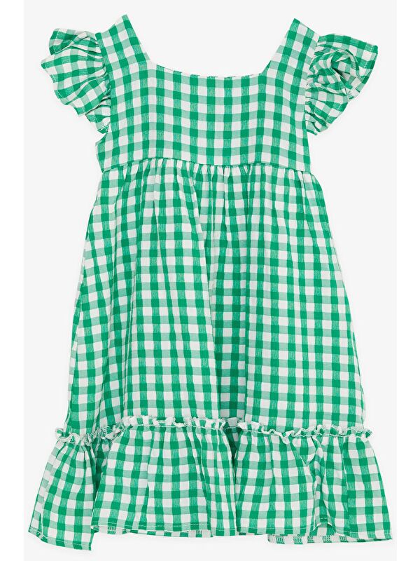 Breeze Kız Bebek Elbise Kare Yaka Fermuarlı Fırfırlı Yeşil (2 Yaş)