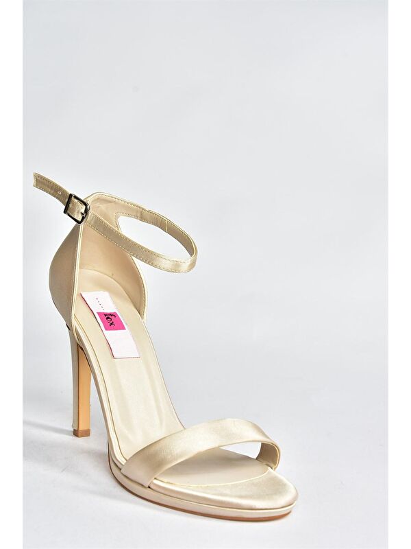 Ten Saten Kumaş İnce Bantlı Kadın Topuklu Abiye Ayakkabı M348072404 - Görsel 6