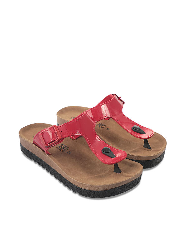 STAR Kız Çocuk Terlik Kırmızı Rugan - Görsel 4