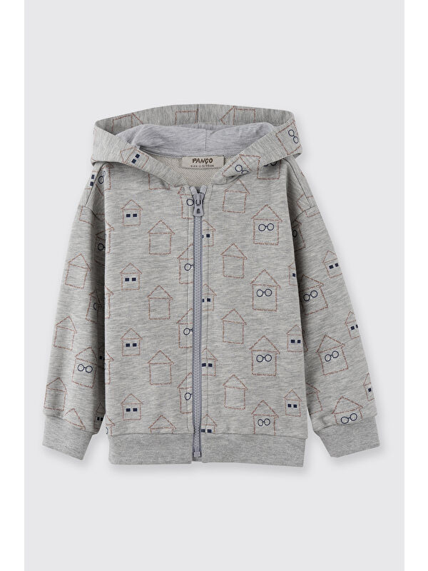 Panço Erkek Bebek Fermuarlı Gri-Melanj Sweatshirt