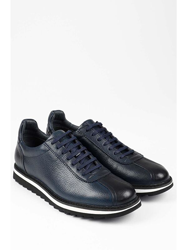 Gön Platinum Hakiki Deri Yuvarlak Burun Bağcıklı Günlük Erkek Sneaker 38307 - Görsel 3