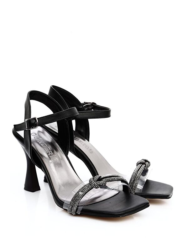 Taşlı Kadeh Topuklu Kadın Sandalet 38040 - Görsel 5