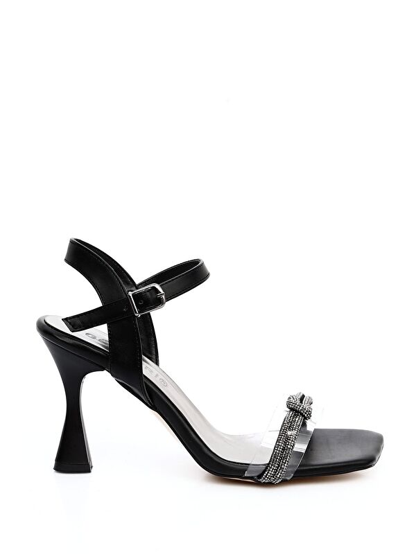 Taşlı Kadeh Topuklu Kadın Sandalet 38040 - Görsel 6