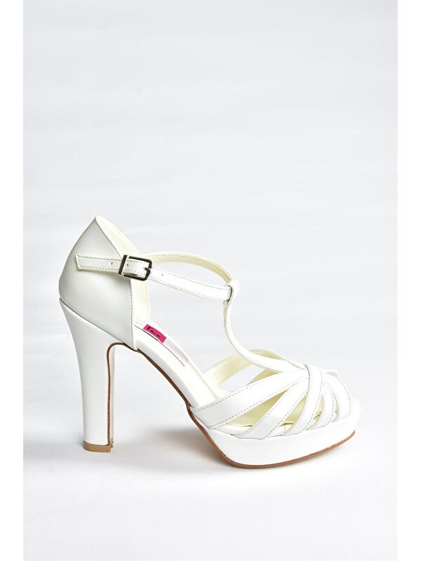 Beyaz Platform Topuklu Kadın Ayakkabı M348010009 - Görsel 4