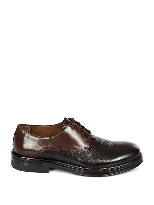 Gön Platinum Hakiki Deri Yuvarlak Burun Bağcıklı Baskılı Günlük Erkek Ayakkabı 01941 - Görsel 5