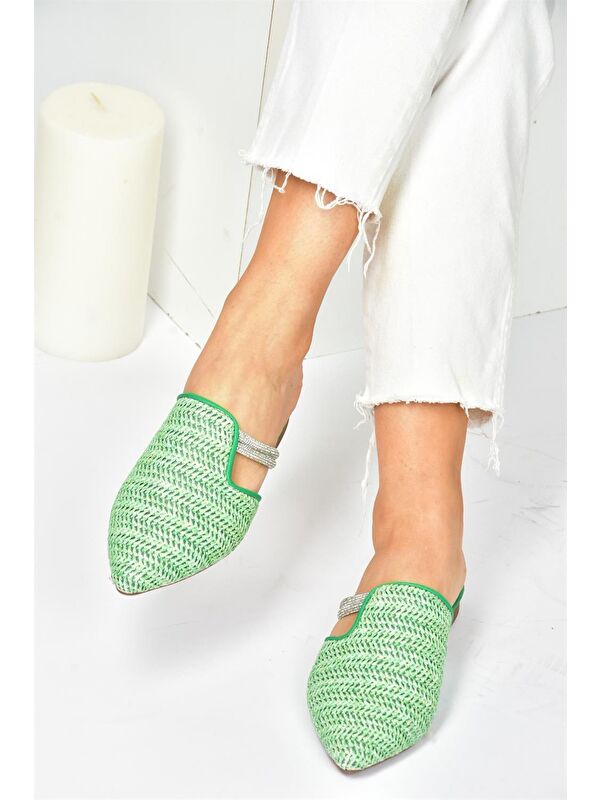 P820031417 Yeşil Kadın Terlik - Görsel 3