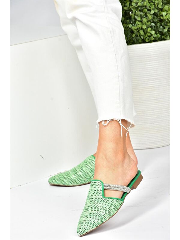 P820031417 Yeşil Kadın Terlik - Görsel 4