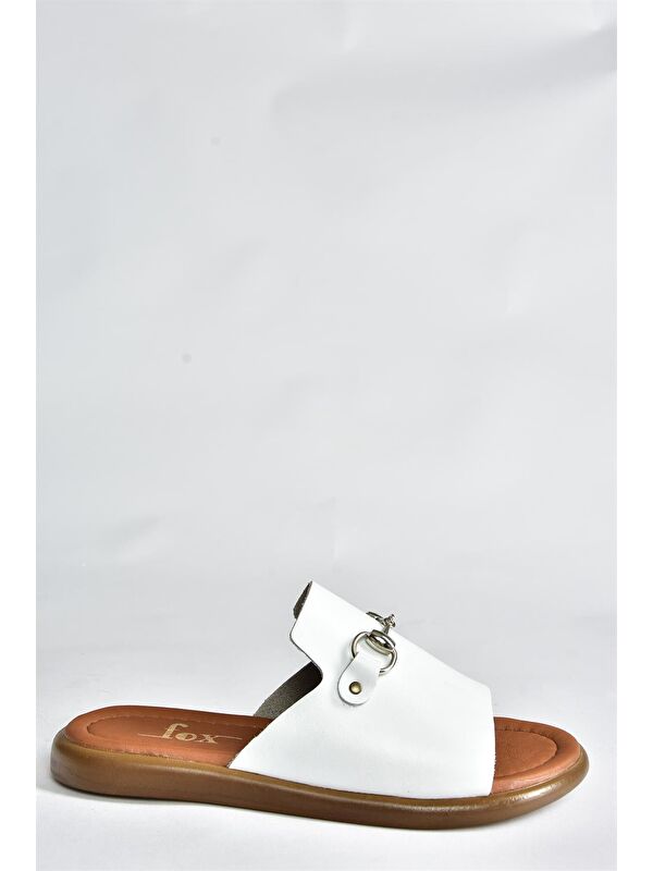 P291009303 Beyaz Kadın Terlik - Görsel 6