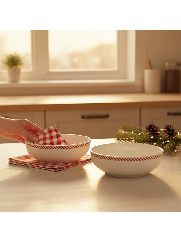 GÜRAL PORSELEN Ece 2li Red Glow 20cm Kase 6830