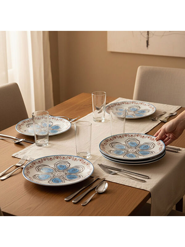 GÜRAL PORSELEN Camelia 6 Parça 20 cm Pasta Takımı 21391