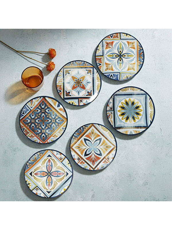 GÜRAL PORSELEN Camelia Harmony Blue 6 Parça 20 cm Pasta Takımı 4287
