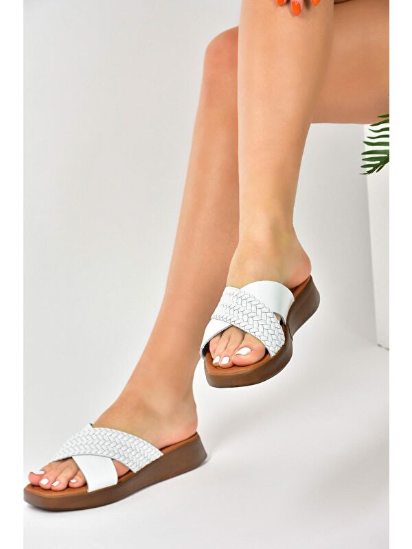 M291049903 Beyaz Kadın Terlik - Görsel 3