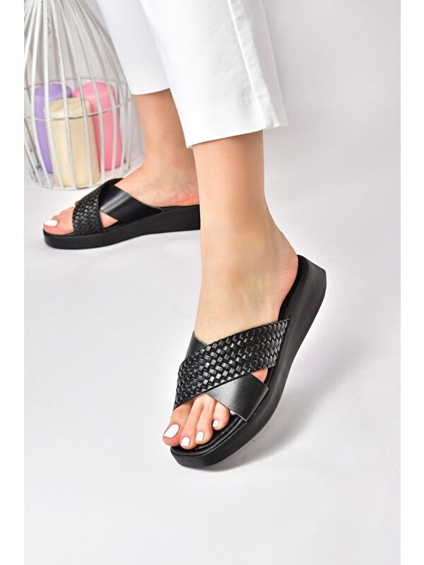 M291049903 Siyah Kadın Terlik - Görsel 4