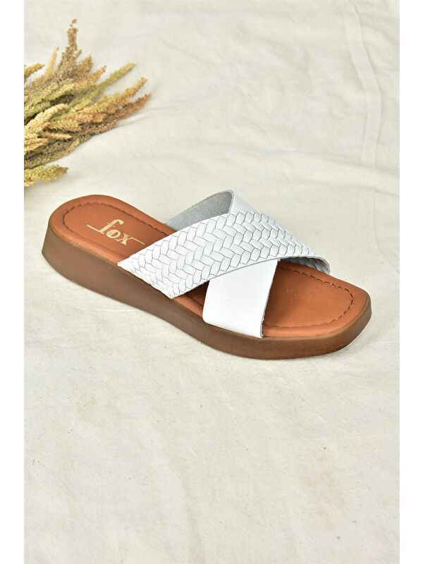 M291049903 Beyaz Kadın Terlik - Görsel 6