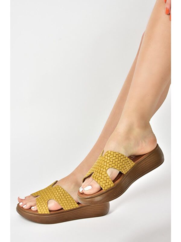 M291049803 Sarı Kadın Terlik - Görsel 3