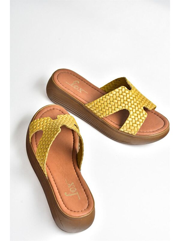 M291049803 Sarı Kadın Terlik - Görsel 4