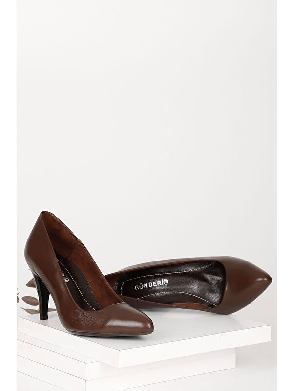 Hakiki Deri Sivri Burun İnce Yüksek Topuklu Stiletto Kadın Ayakkabı 22354 - Görsel 3