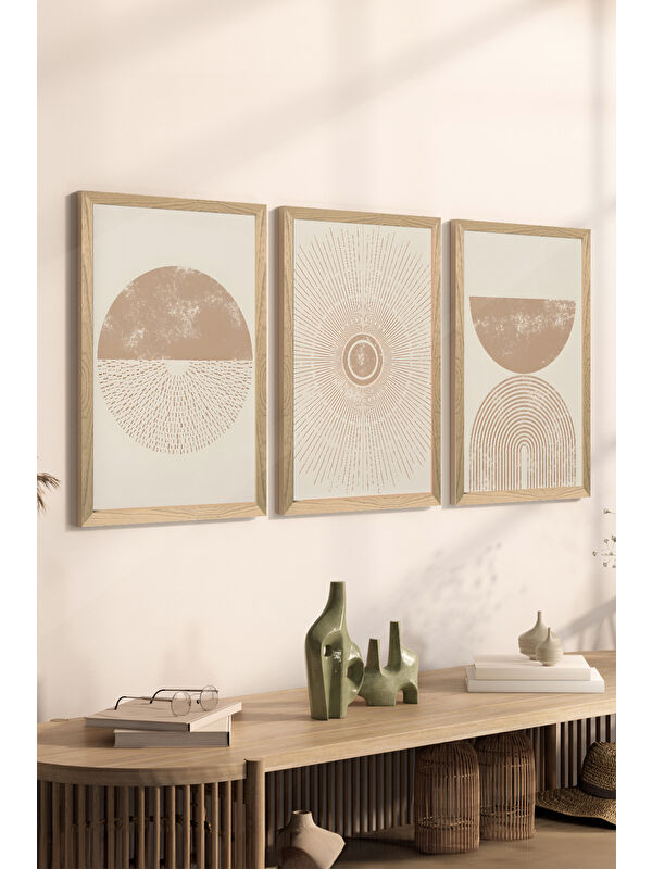 Artavessa 3 Parça Ahşap Çerçeve Görünümlü MDF Poster Tablo Seti - Set 14 - MDF3DSOHOSET14-2030