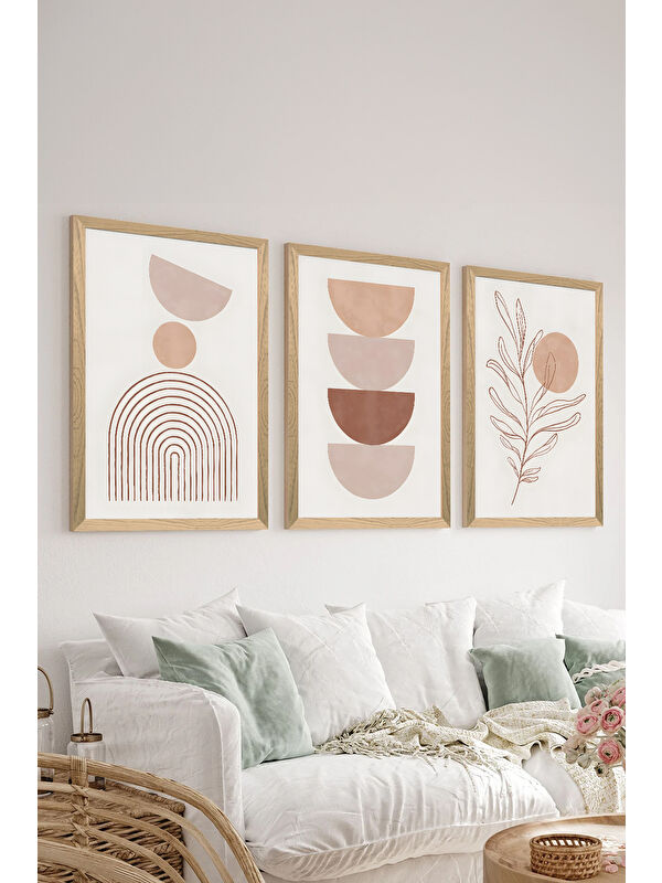 Artavessa 3 Parça Ahşap Çerçeve Görünümlü MDF Poster Tablo Seti - Set 44 - MDF3DSOHOSET44-2030