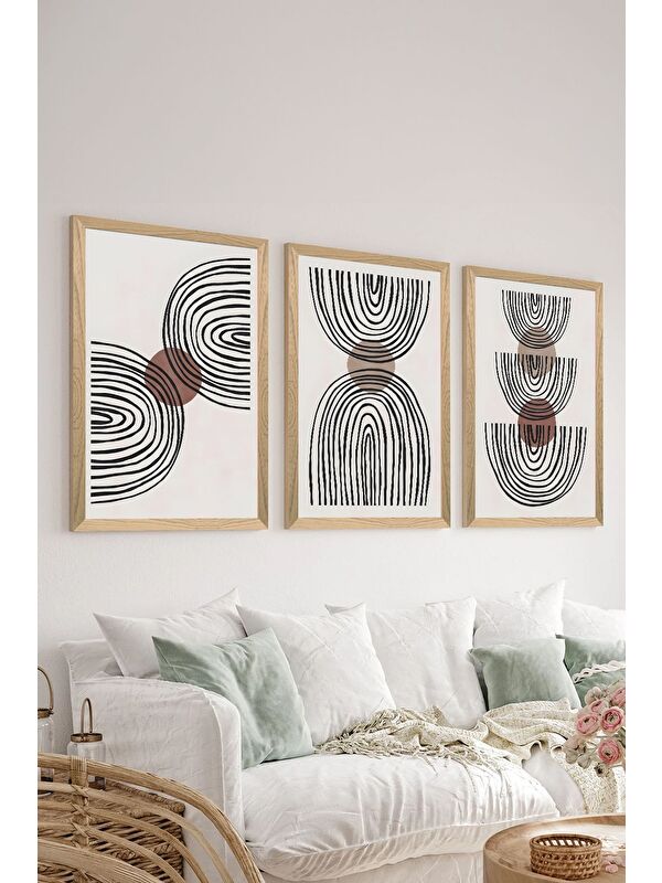 Artavessa 3 Parça Ahşap Çerçeve Görünümlü MDF Poster Tablo Seti - Set 72 - MDF3DSOHOSET72-1520