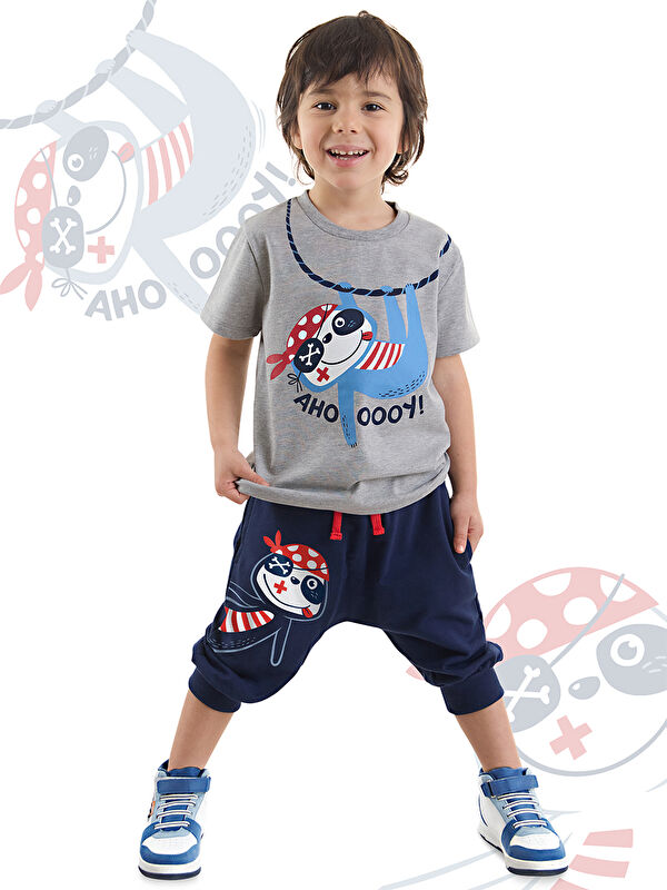 Denokids Ahoy Koala Erkek Çocuk Tişört Kapri Şort Takım