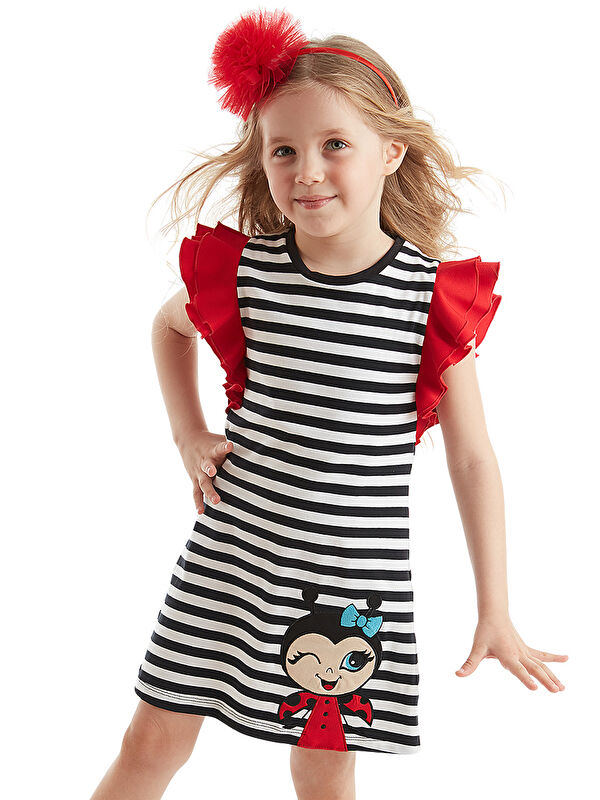 Denokids Lmg Uğurlu Kız Çocuk Çizgili Elbise