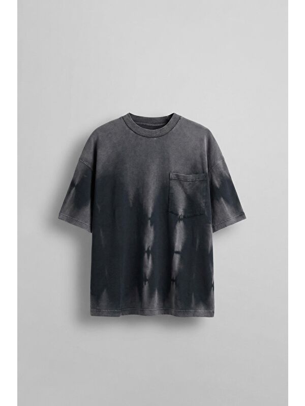 Abluka Online Erkek Yıkama Efektli Oversize T-Shirt Siyah