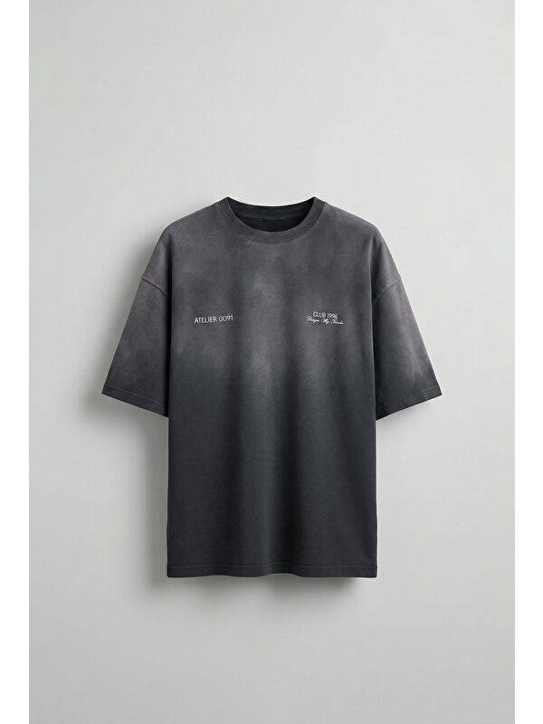 Abluka Online Erkek Yıkamalı Premium Kumaş Oversize T-Shirt Siyah